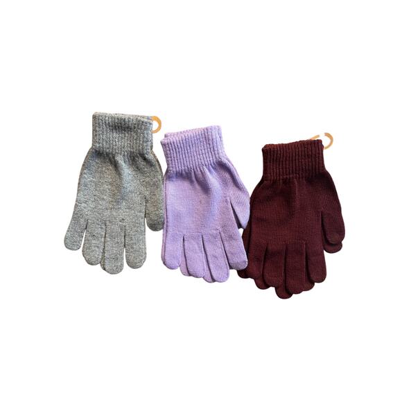 Knit Gloves Touch Screen Compatible Gray Purple Burgundy Set of 3 New With Tags - Picture 3 of 6